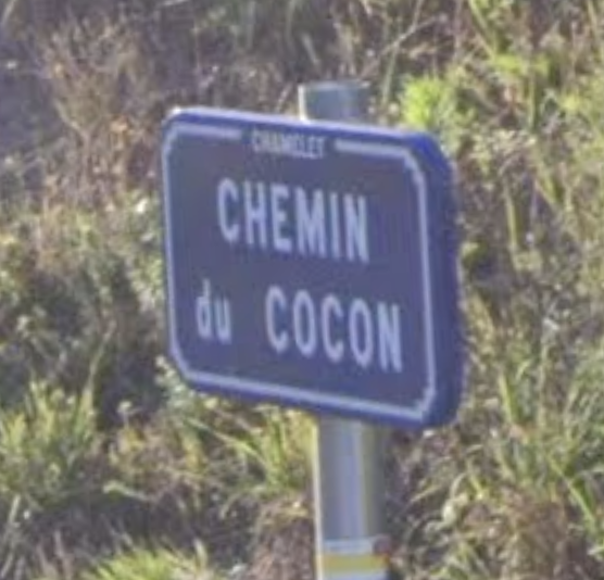 Road Sign Chemin du Cocon Chamelet